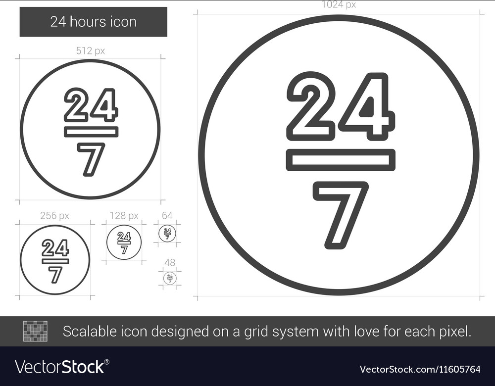 Zwanzig vier Stunden Liniensymbol