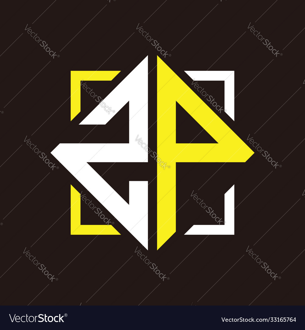 Z p initials quadrangle monogram with square