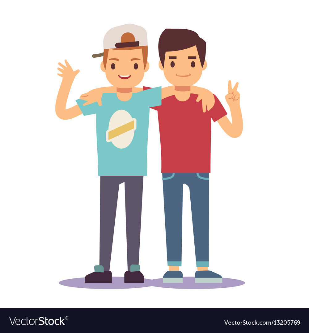 Adult Guys Men Two Best Friends Friendship Vector Image