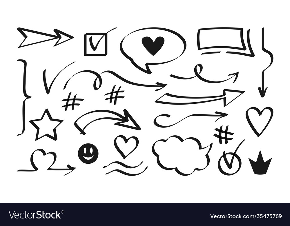 Arrow speech bubble hand drawn black set icon vector image Arrow speech bubble hand drawn black set icon