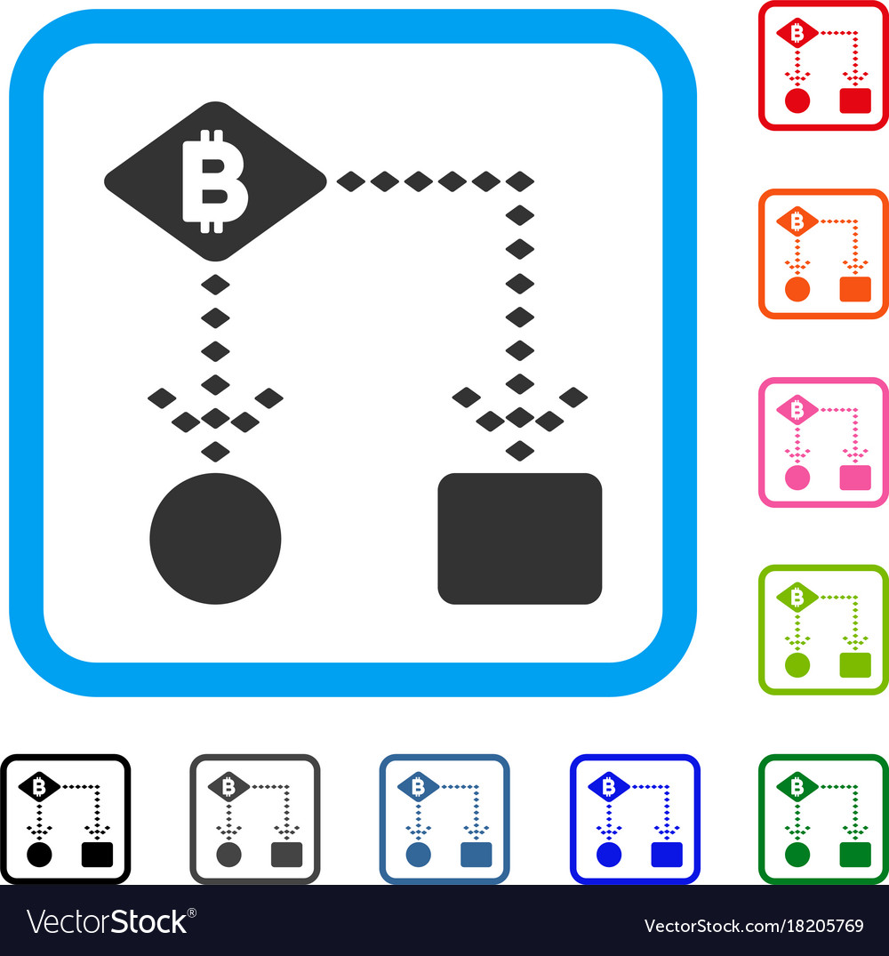 Bitcoin algorithm scheme framed icon