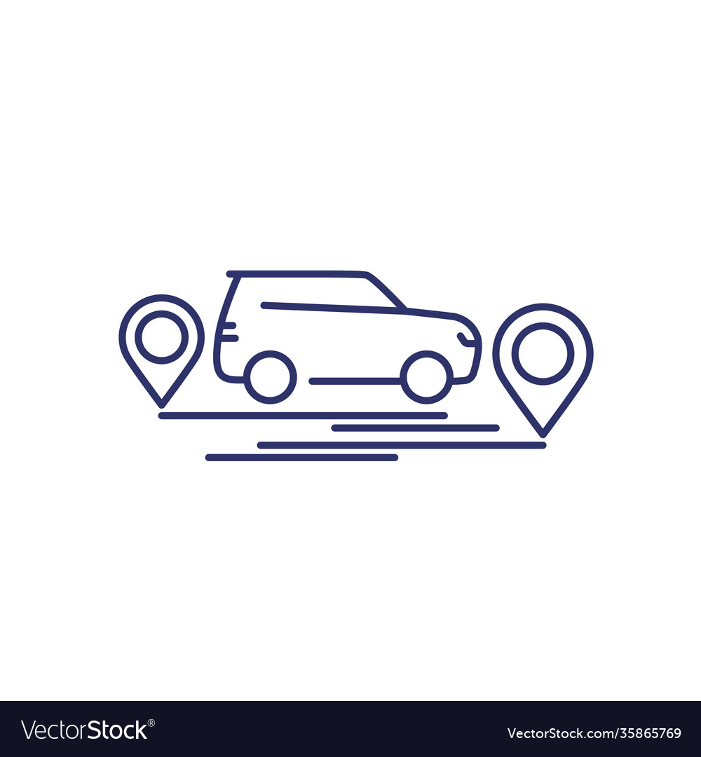 Carsharing car rent service line icon