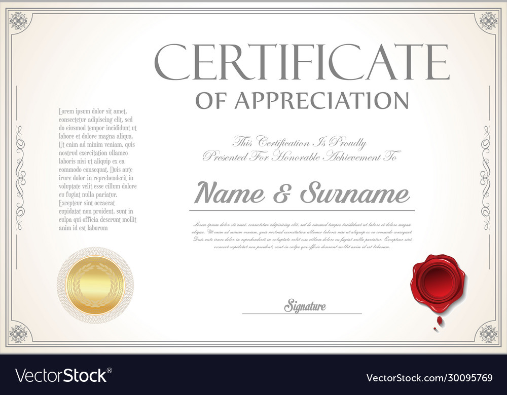 Certificate or diploma retro design template 07623