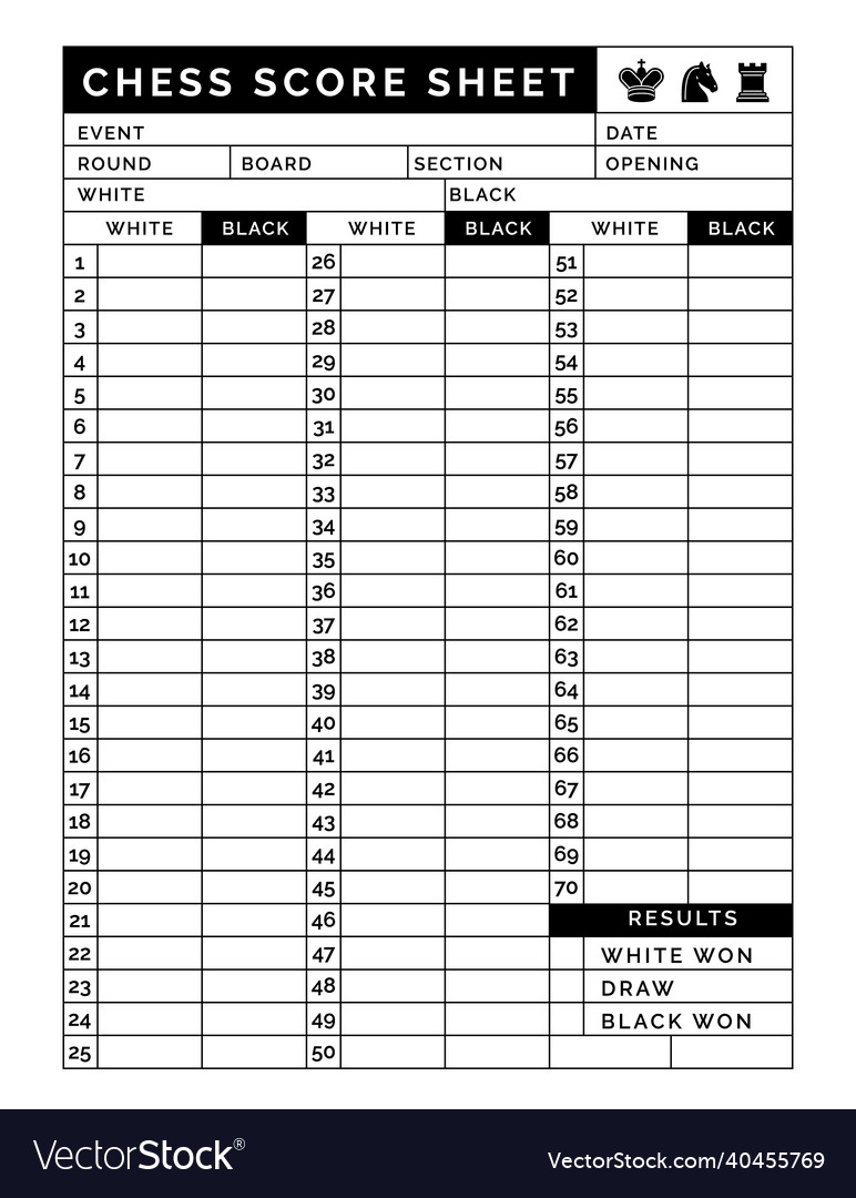 Chess Score Sheet Free PDF Template 55 OFF