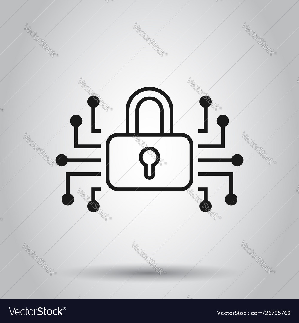 Cyber security icon in flat style padlock locked