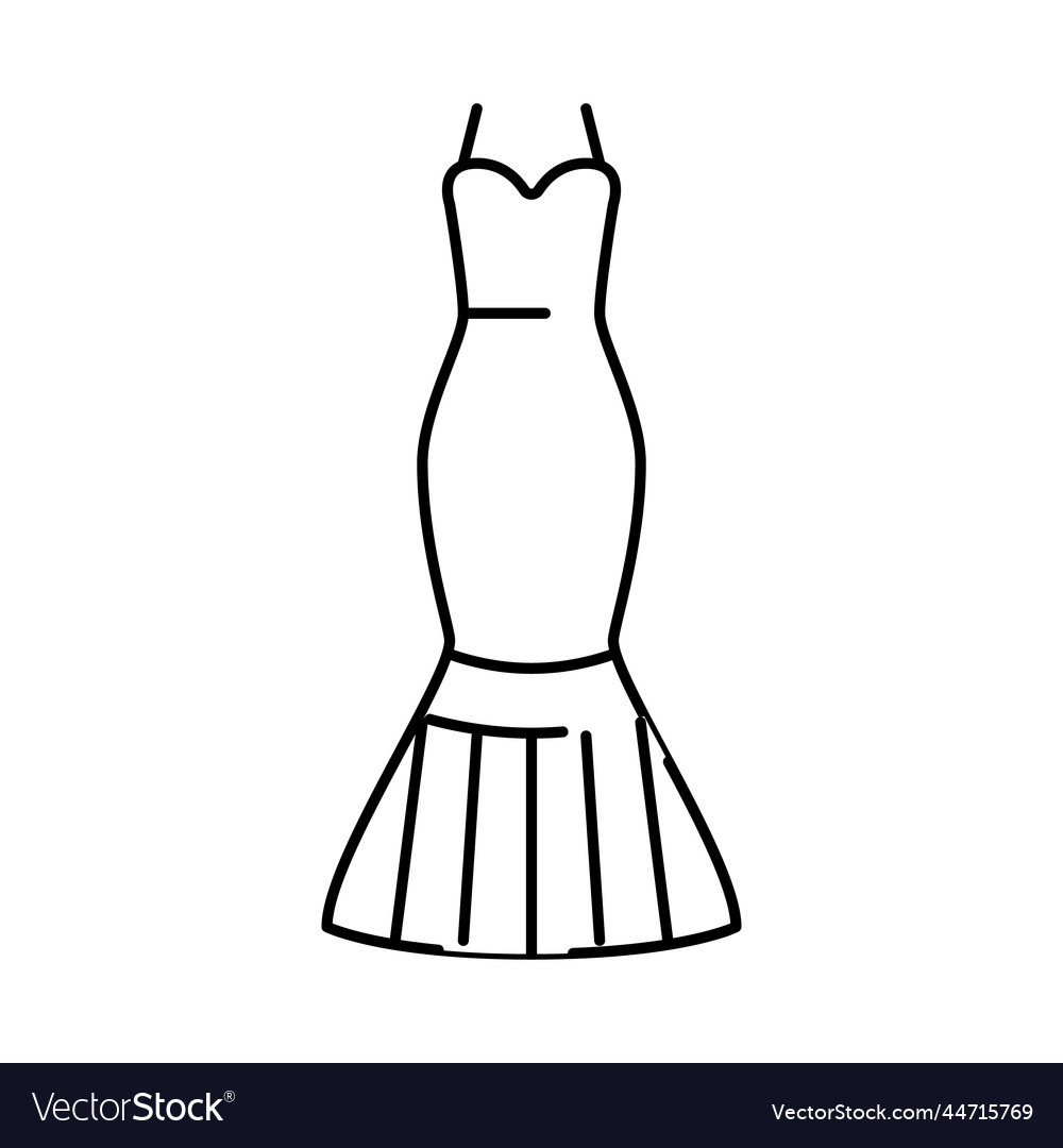 Exaggerated drop bride dress line icon Royalty Free Vector