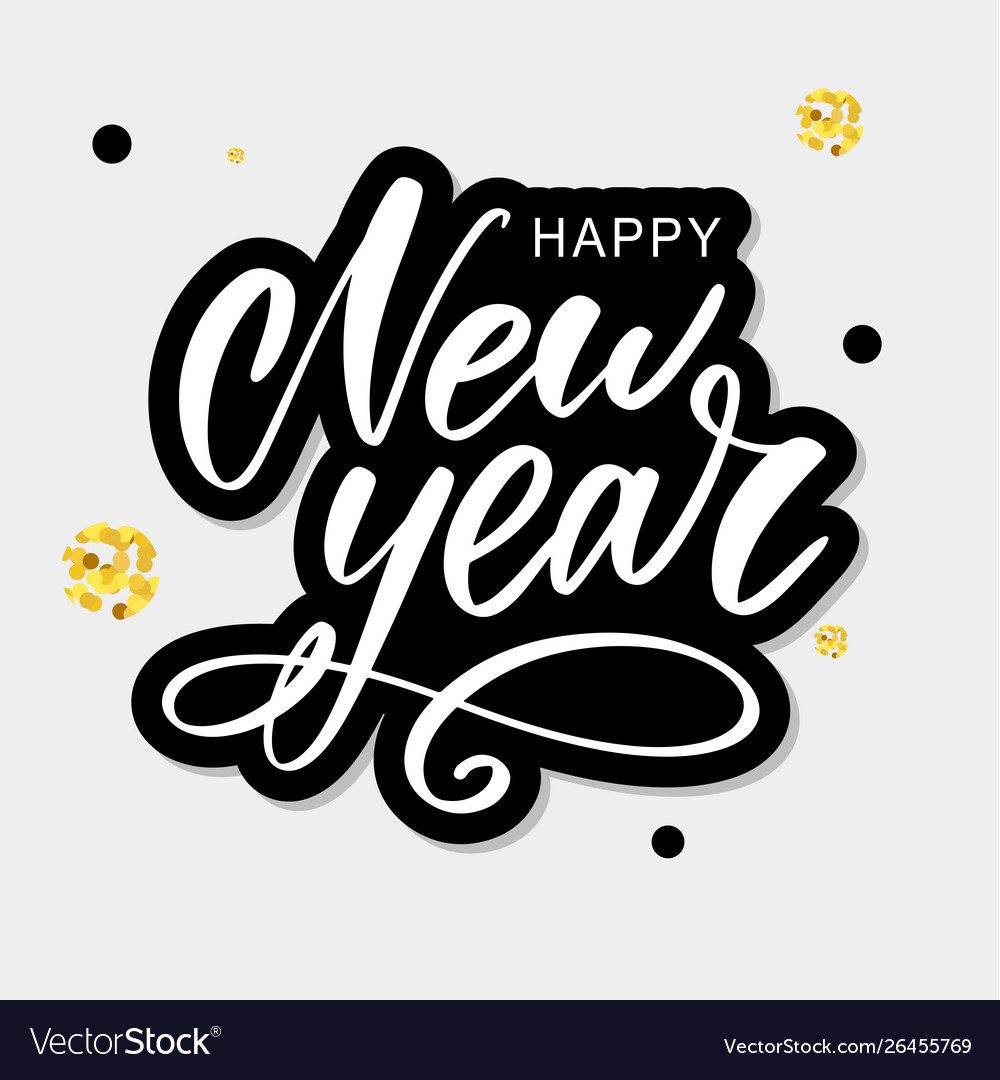 Happy 2020 new year holiday with lettering Vector Image