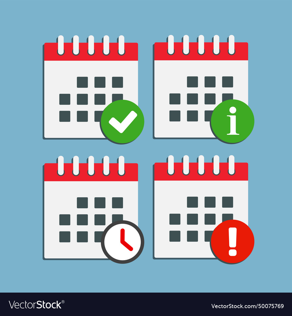 Icon calendar - message check info error clock vector image Icon calendar - message check info error clock