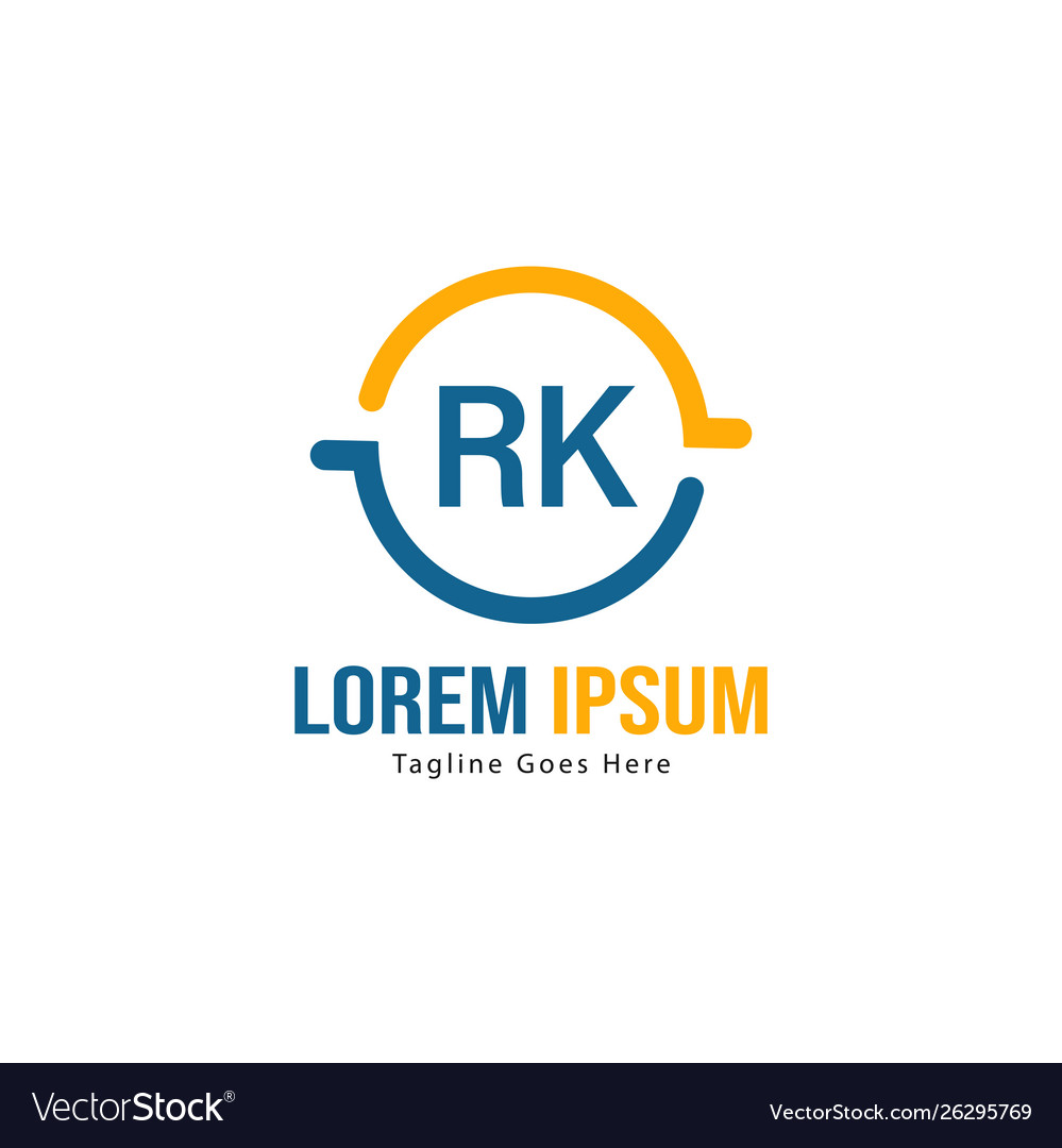 Initial rk logo template with modern frame Vector Image Initial rk logo template with modern frame