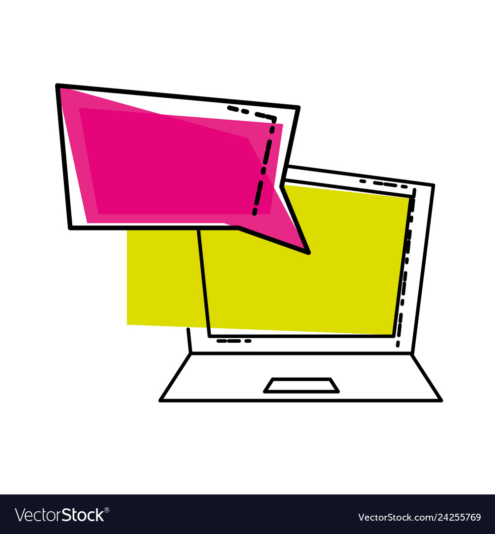 Laptop computer with speech bubble vector image Laptop computer with speech bubble