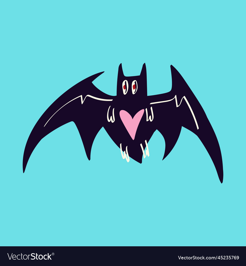 Magic mystical bat freaky in modern doodle Vector Image