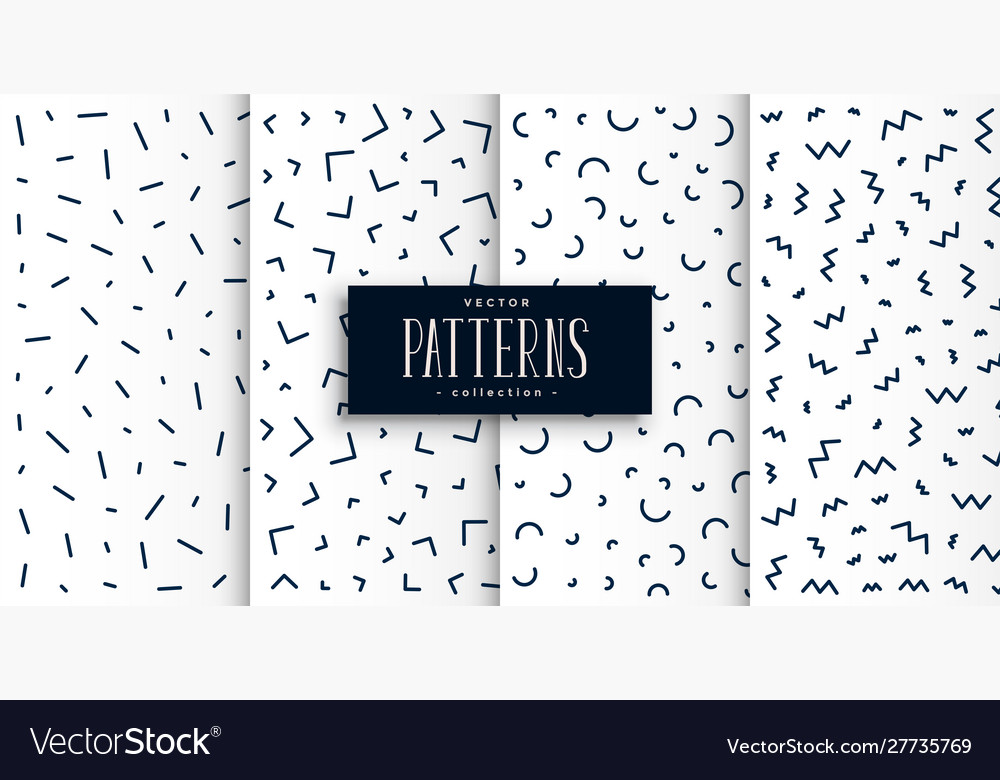 Memphis pattern set in black and white color