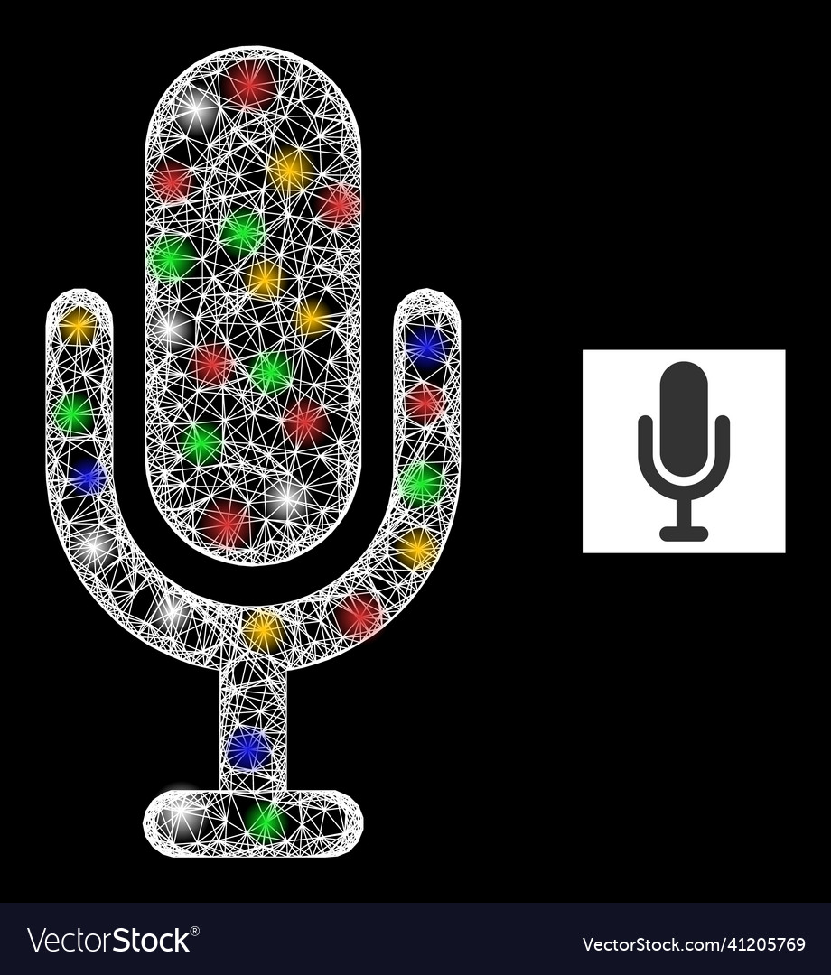 Net mesh microphone icon with multi colored Vector Image Net mesh microphone icon with multi colored