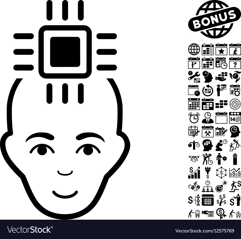 Neural computer interface flat icon