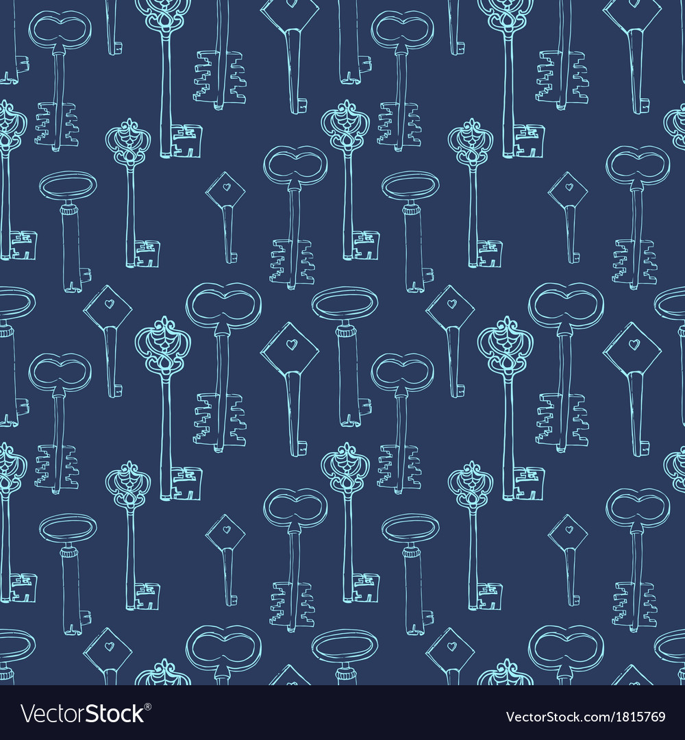 Seamless pattern with retro keys