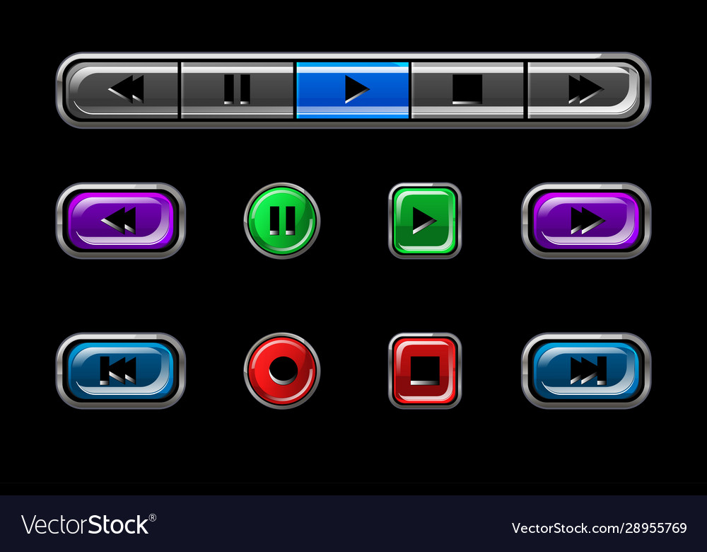 Set glossy buttons for media player vector image Set glossy buttons for media player