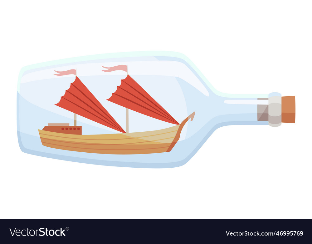 Ships in bottle glass with object inside