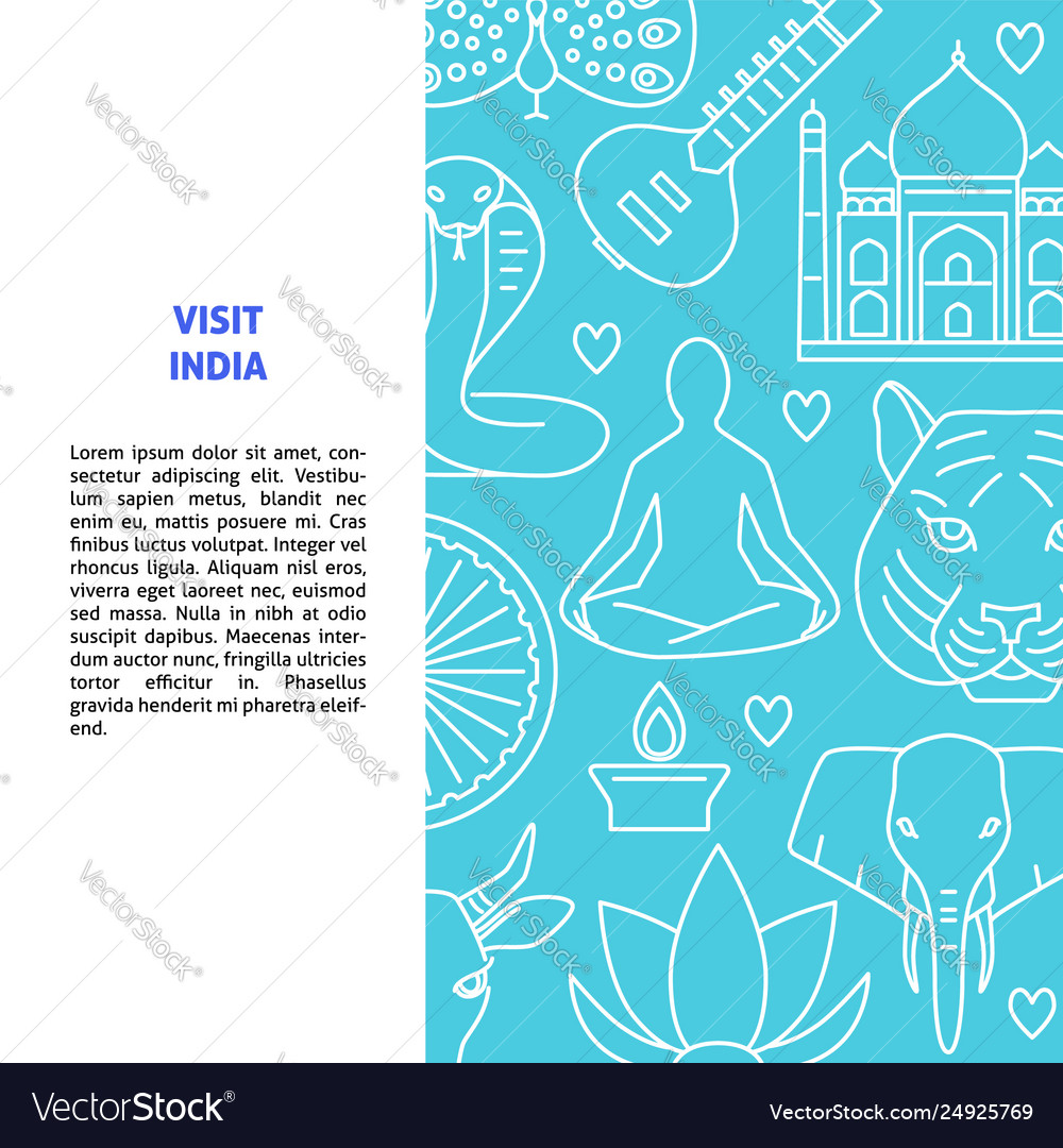 Visit india concept banner template in thin line