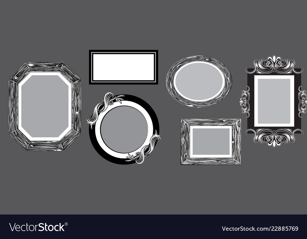 Wall of frames Royalty Free Vector Image VectorStock