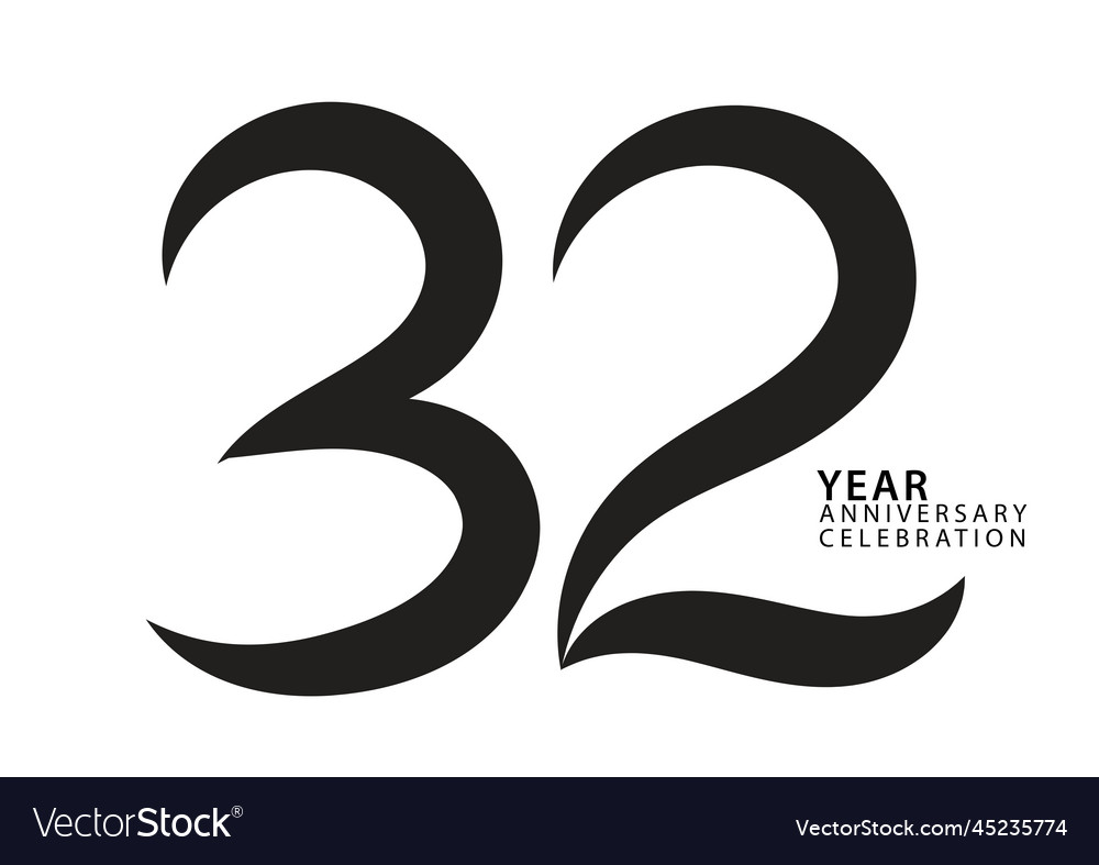 32 year anniversary celebration black color Vector Image