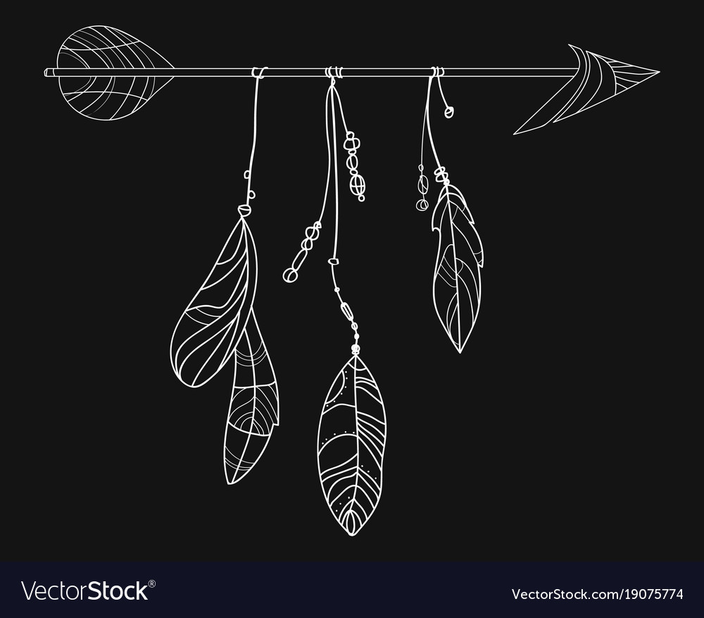 An arrow with feathers