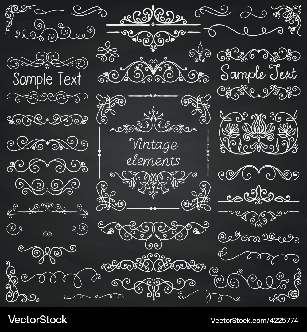 Chalk Drawing Doodle Design Elements Royalty Free Vector
