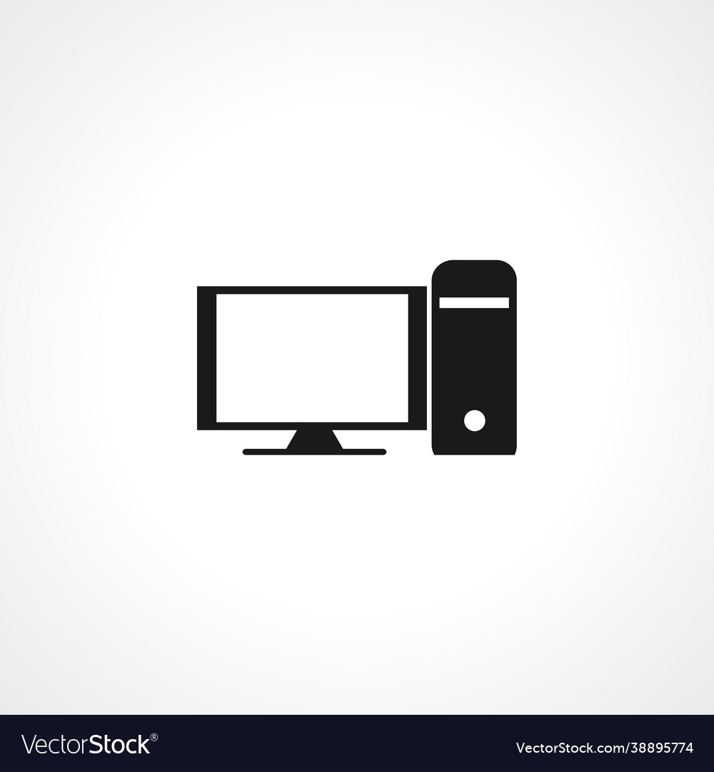 Computer icon pc simple isolated web
