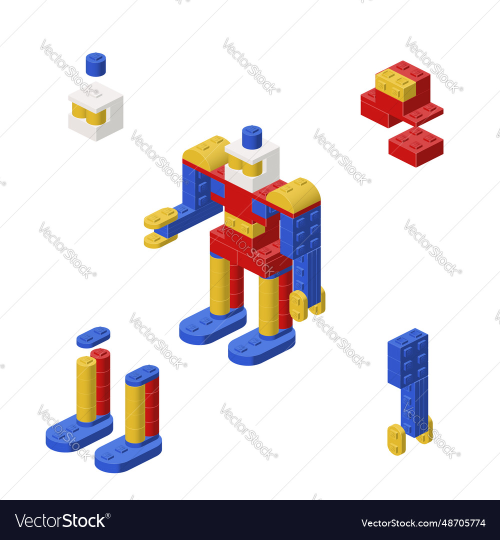 Concept with a robot in isometric style vector image Concept with a robot in isometric style