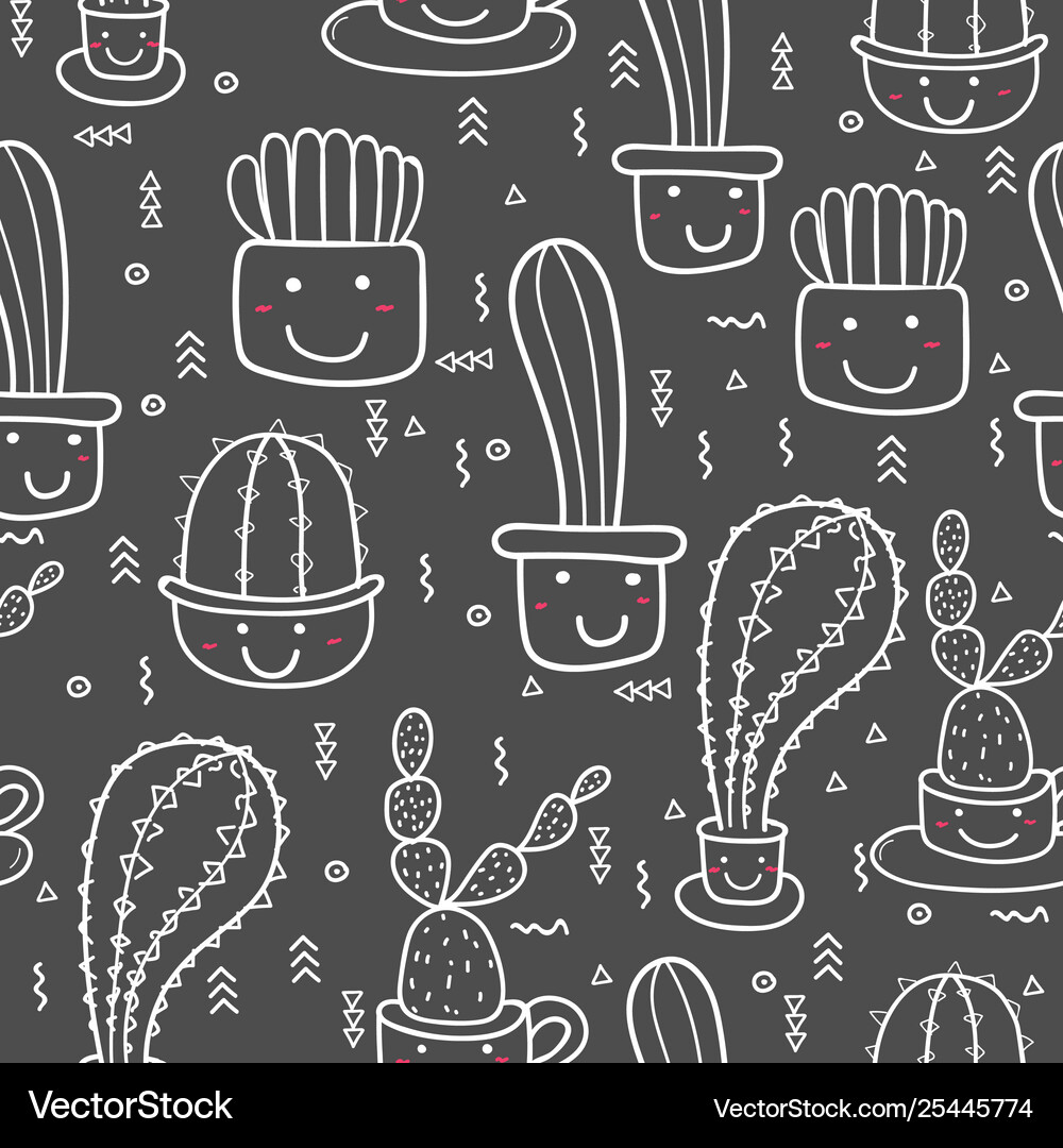 Cute seamless cactus pattern background Royalty Free Vector