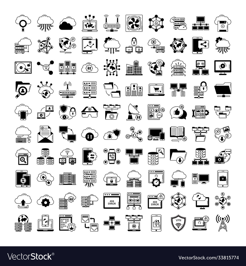 Data and networking icons set every single