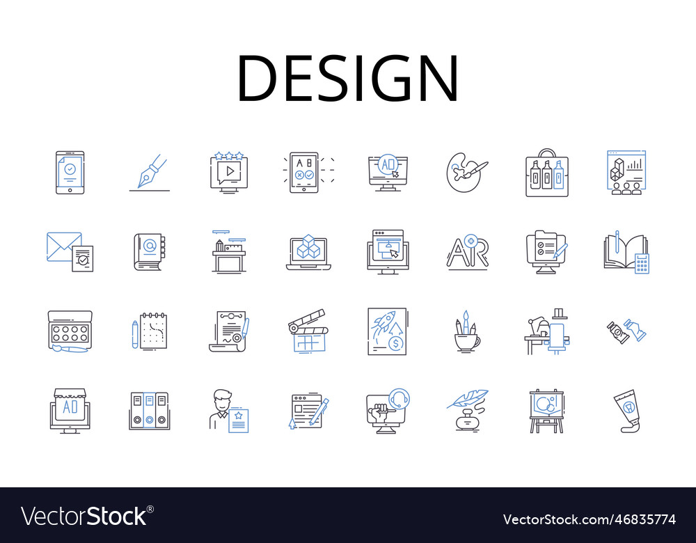 Design line icons collection artistic expression vector image Design line icons collection artistic expression
