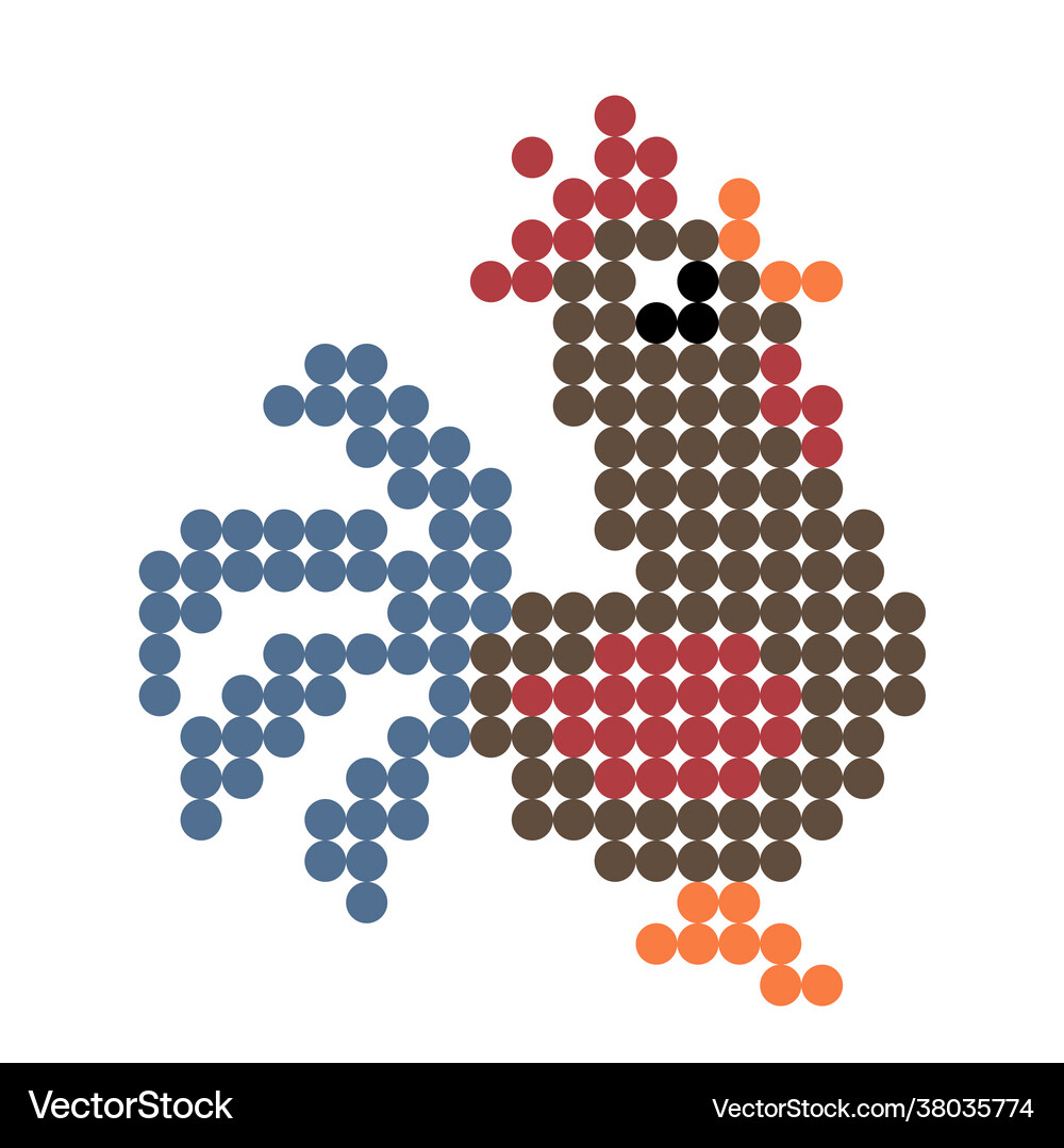 Dots pixel rooster image pixel Royalty Free Vector Image