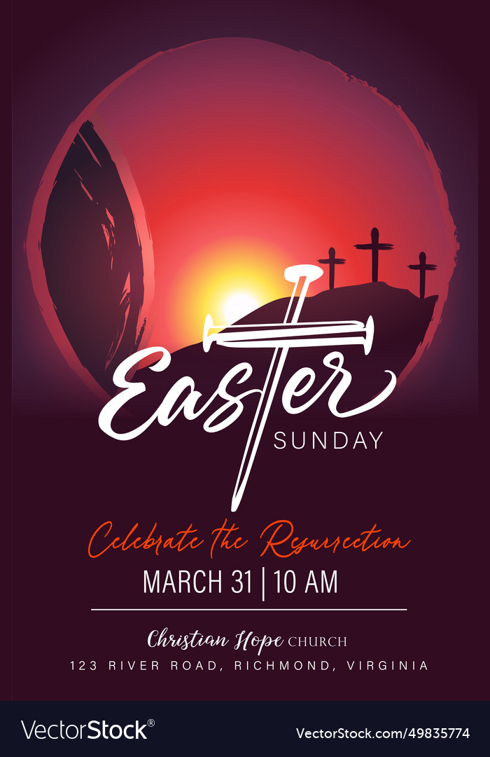 Easter sunday church banner template with cross Vector Image