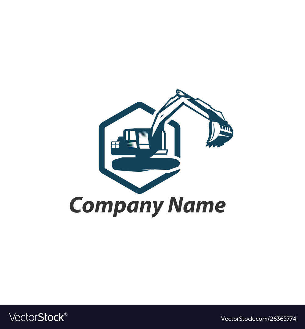 Excavator machine work logo design