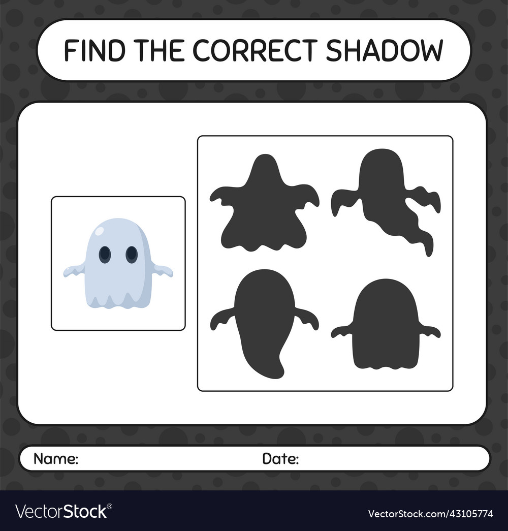 Find the correct shadows game with ghost vector image Find the correct shadows game with ghost