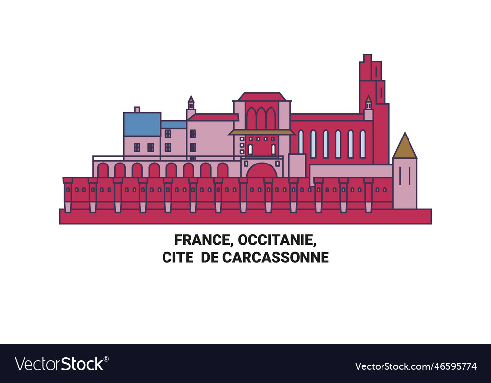 France occitanie cite de carcassonne travel vector image France occitanie cite de carcassonne travel