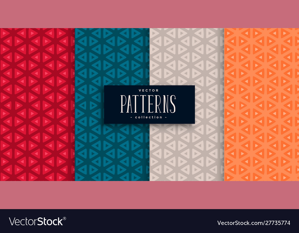 Geometric triangle patterns set and four colors