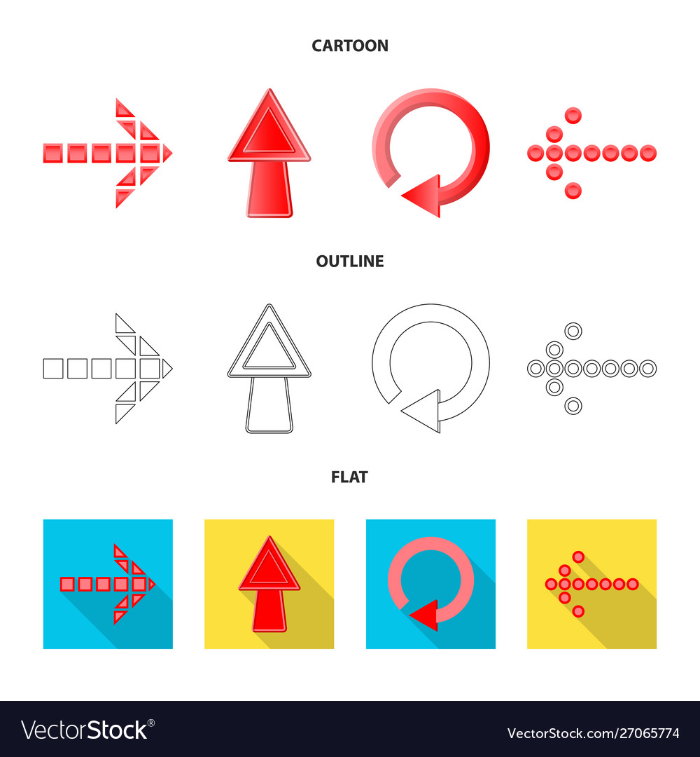 Isolated object element and arrow symbol set vector image Isolated object element and arrow symbol set