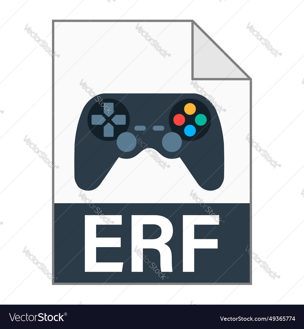 Modern flat design of erf file icon for web vector image Modern flat design of erf file icon for web