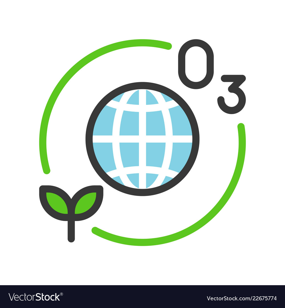 Ozone layer and plant with globe or planet earth Vector Image