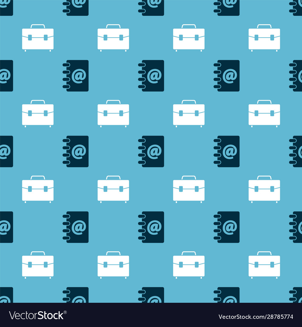 Set address book and briefcase on seamless pattern vector image Set address book and briefcase on seamless pattern