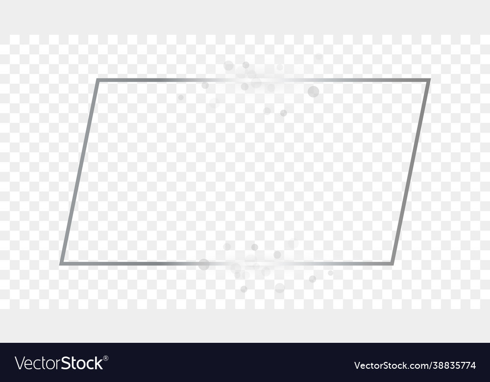 Silver glowing rectangular shape frame vector image Silver glowing rectangular shape frame