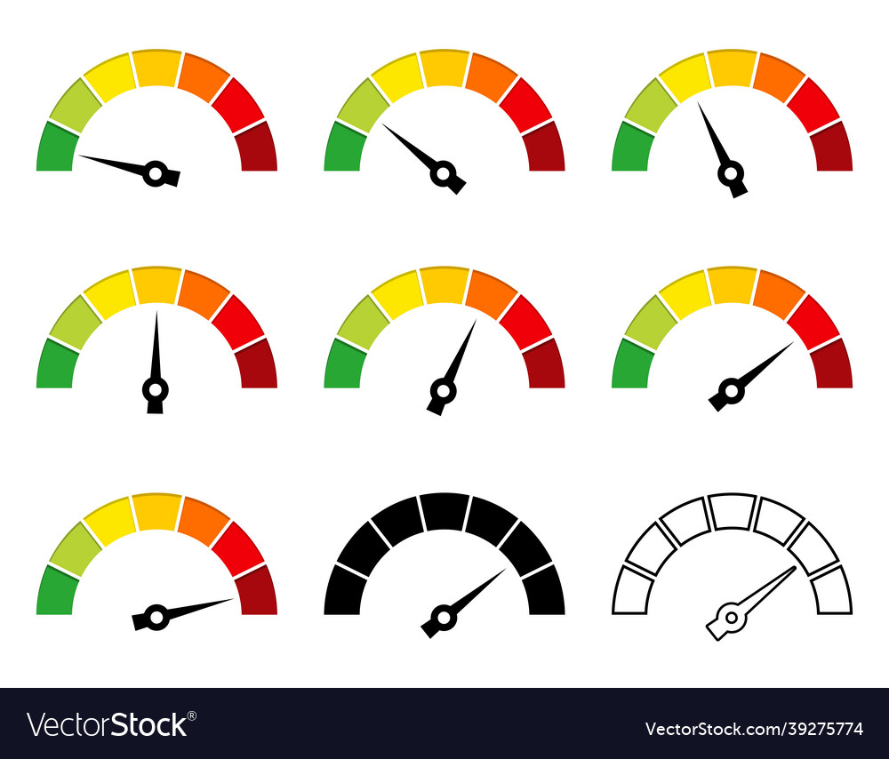 Speedometer icon set performance indicator