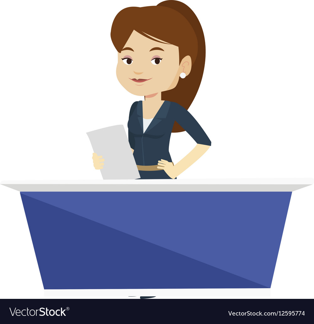 Television anchorwoman at studio Royalty Free Vector Image