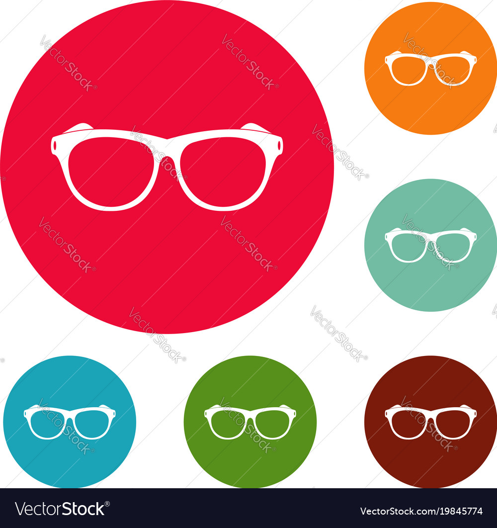 Vintage eyeglasses icons circle set Royalty Free Vector