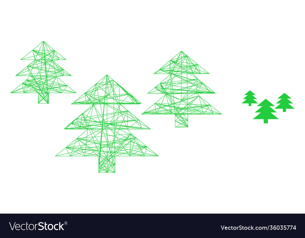 Web mesh fir tree forest icon vector image Web mesh fir tree forest icon