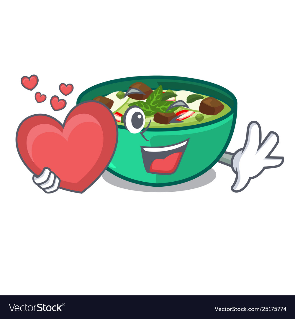 With heart green curry in character shape