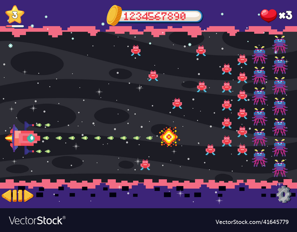 Aarcade pixel space game interface vector image Aarcade pixel space game interface