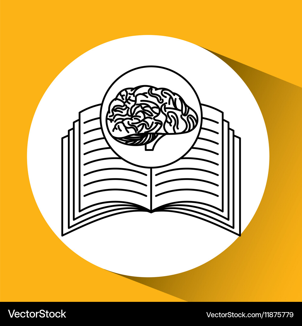 Book brain school knowledge Royalty Free Vector Image