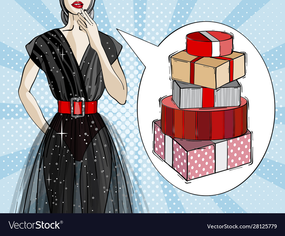 Christmas and new year fashion pop art card